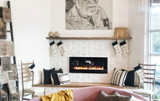 White Hex Tile Fireplace